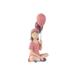 Home ESPRIT Dekorativ Figur Pige Med Ballonner Pink Malva Harpiks 10,5 x 7,5 x 21 cm