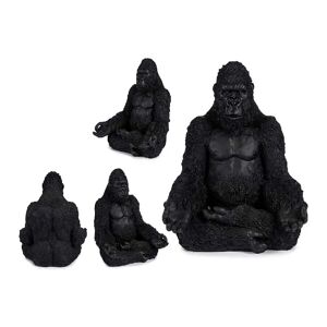 Gift Decor Mediterende Gorilla Figur i Sort Harpiks 19 x 26,5 x 22 cm