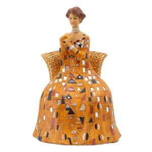BigBuy Home Harlekin Dame Figur i Harpiks med Mønsterdetaljer 21 x 18,5 x 31 cm