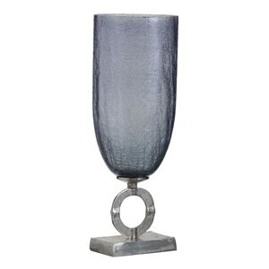 BigBuy Home Krystalglas Vase i Grå og Sølv Metal 17 x 17 x 47 cm