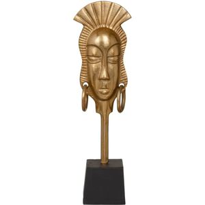 BigBuy Home Aluminiumsfigur af Afrikansk Kvinde Sort og Gylden 50 x 14,5 cm