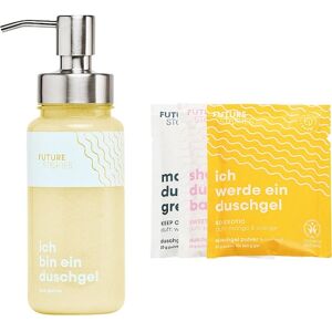 FUTURE STORIES Kropspleje Brusegel Mango & skov & kokosnødGavesæt Shower Gel Powder Refill Mango & Orange 20 g + Shower Gel Powder Refill Coconut & Tonka 20 g + Shower Gel Powder Refill Forest & Wellness 20 g + pumpedispenser