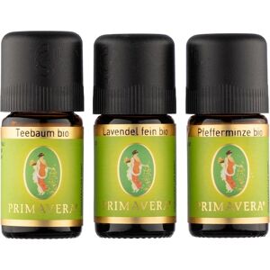 Primavera Aroma Therapy Essential oils organic Duftende Husapotek Lavendel Fin Øko 5 ml + Pebermynte Øko 5 ml + Tetræ Øko 5 ml