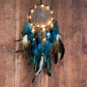 Soveværelsesdrømmefanger, Livets træ Blue Feather Dream Catcher, Håndlavet vægdekoration