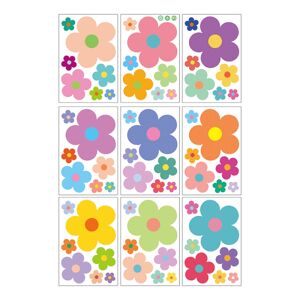Farverige vægklistermærker med små blomster til børns soveværelse, sengebords layout, garderobe, børnehave klasseværelse layout stic