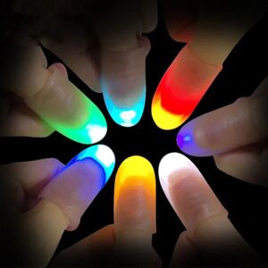 LED-fingerlampe (10 STK) Tommelfingerlys + søm gennem finger med bandage, magisk lys finger-magi-trick, falsk finger, prankværktøj til hall