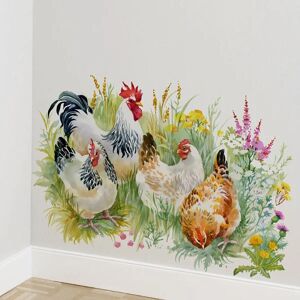Wallsticker høns hane blomster wallsticker vægdekoration fo
