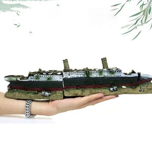 Jettbuying Akvarie dekoration Synkende Titanic Model Skibsvrag ornamenter N Green OneSize