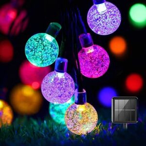 Solar String Lights Garden, 50 LED 24Ft flerfarvede festivallys Krystalkugle Dekorative Fairy Lights Vandtæt til terrasse, bryllup, jul