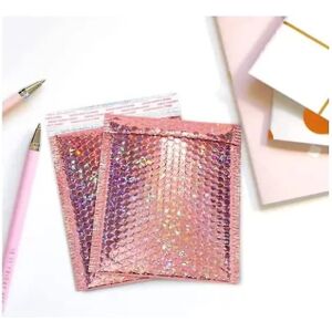 10x12 tommer metallisk holografisk boblemailer polstret konvolutglitterforsendelsestaske -- Small Business Pack (champagne, 5 Count)