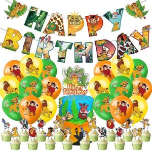 DAO Børn Disney Løvernes Konge Fødselsdagsfestpynt, Tegnefilm-temafester og tilbehør, Inkluderer balloner, banner, kagetopper DB