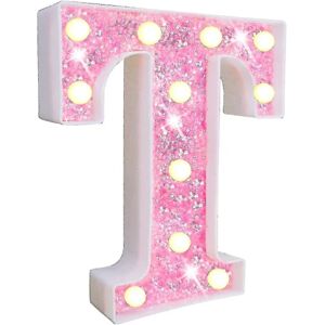 DAO Sinknap Led Letter Light Glitter Alfabet Skilt Med Hængende Hul Natlampe Fest Bryllup Hjem Dekoration Led Light [DB] T