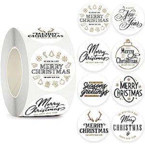500 stykker Merry Christmas Stickers Etiketter Rulle 1,5 tommer 8 designs rund jul