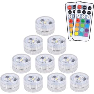 10 stk Mini nedsænkelige LED-lys, Aled-lys undervandslys Vandtætte Rgb Multicolor Led-stearinlys med 2 fjernbetjeninger til swimmingpool