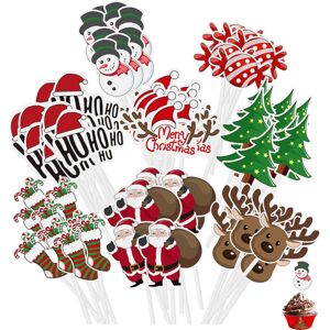 11cm-160 Stk Jul Cupcake Toppers Juletræ Julemanden