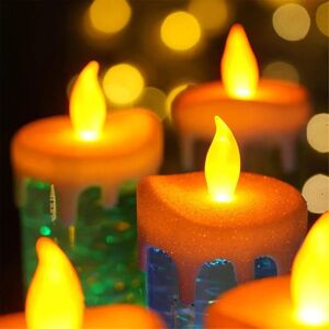 LEIGELE Led Julelys Farveskiftende Led Vandlys Med Glitter Flammefri Led Candle Lights Skrivebordsbord, guld