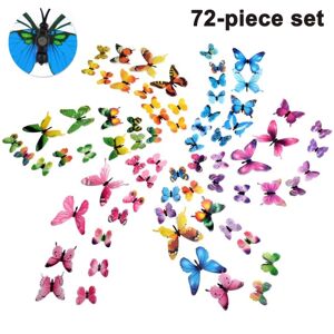 72 STK sommerfugle vægoverføringsbilleder 3D sommerfugle indretning, magnetstil