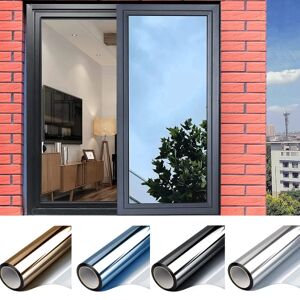 One Way Mirror Window Film Privacy Sun Blocking Glas Sticker - Perfet Blue-silver 40x300 cm