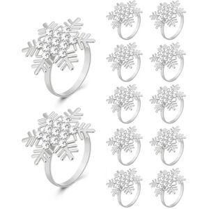 12stk Snowflake Servietringe Jule Servietringe Holder til silvery