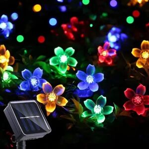 GeekAtmosphere Solar String Lights Cherry Blossom Fairy 50LED 8 Modes Vandtæt Udendørs Have Julegårdhave Indendørs Dekoration Multicolor