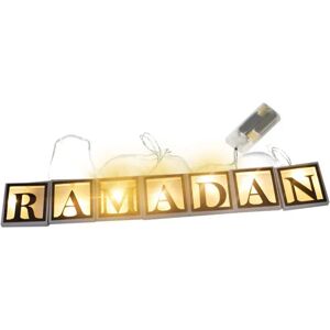 BEMS Ramadan LED String Lys Dekoration Træ Hule Bogstaver Pendel til Ramadan Eid Mubarak Home Decor