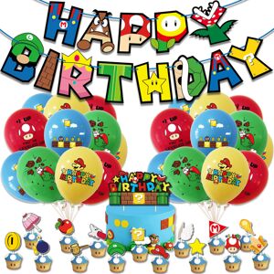 Super Mario Samme Paragraph Fødselsdag dekoration Sæt Tillykke med fødselsdagen Banner Bu