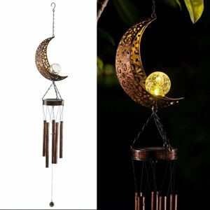 Solar Wind Chime Mobile LED Moon Hængende Lys Vandtæt Udendørs Dekorativ til Have Patio Terrasse Yard