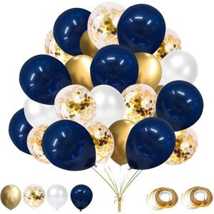 Sæt med 60 balloner, 12 tommer marineblå balloner guld metalliske balloner Hvid latex balloner Konfetti balloner Helium balloner til bryllup fødselsdag del