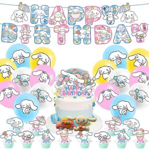 Cinnamoroll tema fødselsdagsfest dekorationer kit - tegneserie anime Kawaii festartikler inkluderer banner, balloner, kage topper, Cinnamoroll Party Favor
