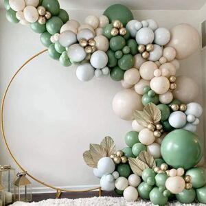 WEIWZI Green Balloon Garland Arch Kit - 154 stk Avocado Green Ballon med Blush Balloner Guldballoner og Macaron Grå balloner til festdekorationer