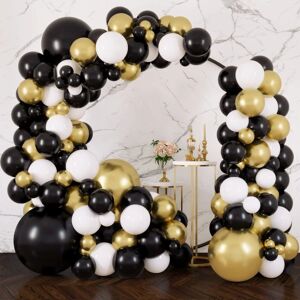 WEIWZI 387 stk sort guld og hvide balloner forskellige størrelser 18 12 10 5 tommer til Garland Arch Kit, Premium latex balloner til festdekoration