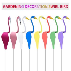 Swirl Bird Pink Flamingo Dynamic Bird Svag havebrise Fugl Vindkunstdekorationer til gårdhave Udendørs dam pool springvand Light pink