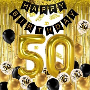 50 år sort guld fødselsdag dekoration tillykke med fødselsdagen banner helium ballon numre 50 XXL