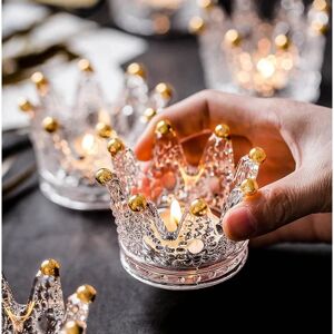 Votiv lysestagesæt med 6 kronglas te lysestager til bryllup, fester og boligdekoration Guldspids