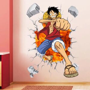 3D One Piece Luffy selvklæbende wallsticker dreng soveværelse kreativ graffiti tegneserie tegneserieklistermærke PVC