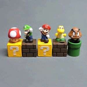 5 stk/sæt Super Mario Bros Game Figures Legetøj Luigi Yoshi Bowser PVC Model Collection Børnelegetøj Minifigurer Julegaver