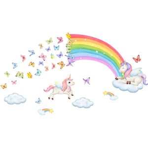 1PC Rainbow Unicorn Wall Stickers Wall Sticker Butterflies Cloud