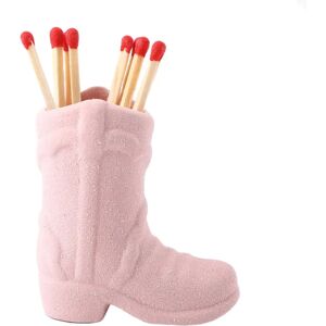 Cowboy Boot Match Holder, Match Holder With Striker,keramisk Match Striker Keramiske Støvler Matchpot opbevaringsæske, Match Gratis Pink