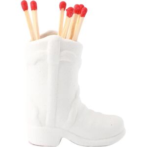 Cowboy Boot Match Holder, Match Holder With Striker,keramisk Match Striker Keramiske Støvler Matchpot opbevaringsæske, Match Gratis White