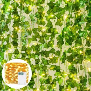 12stk Artificial Ivy Guirlande, Artificial Ivy Guirlande med LED Li