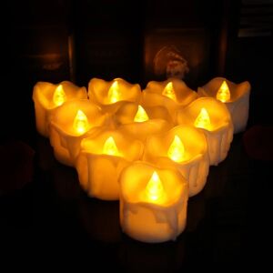 12 stykker LED stearinlys (gult lys), flammefri fyrfadslys