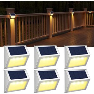【Varm hvid】 Solar lys udendørs, rustfrit stål solar havelamper, vandtætte dekorative lys passende landskab-6 STK