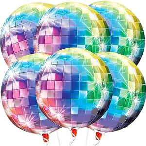 Store balloner 22 tommer - pakke med 6   Flerfarvet, 4D Disco Bal