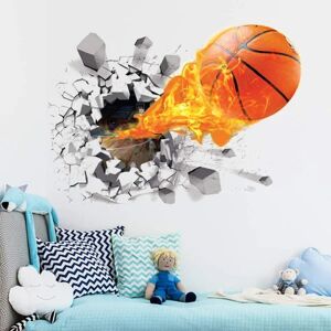 3D Basketball Wall Stickers Banebrydende Wall Sticker Selvklæbende Fireball Wal