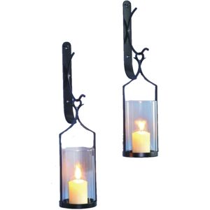 ILAB Væglanterne 2-pak smedejern 43cm sconces sorte lys lante Black