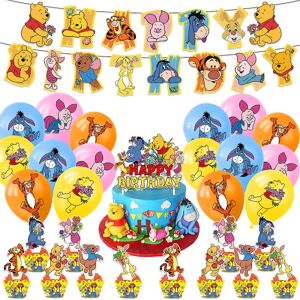 FMYSJ Winnie The Pooh Festartikler Dekorationer Balloner Banner Kage Topper Cupcake Toppers Sæt Gaver (FMY)