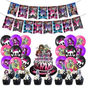 FMYSJ Elf High School Film Theme Monster High Fødselsdag Træk Banner Ballonstørrelse Spiral Party Supplies (FMY) Elf High School Four-Piece Set