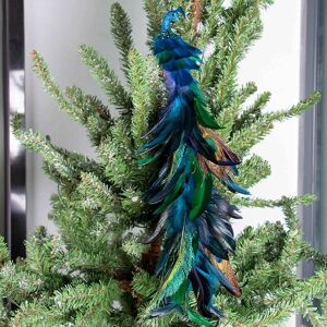 Julepynt Juletræ vedhæng Simulering Langhalet Peacock Natural Feather Crafts