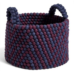 Hay Bead Basket With Handle Ø: 40 cm - Burgundy Chevron