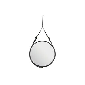 GUBI Adnet Wall Mirror Circular Ø: 45 cm - Black leather